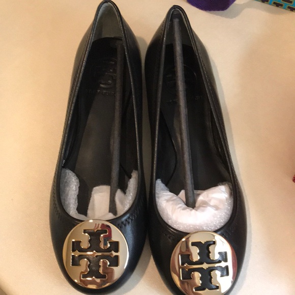 Tory Burch, Size 5, Black/Gold - 051, Reva Ballet - Picture 2 of 5